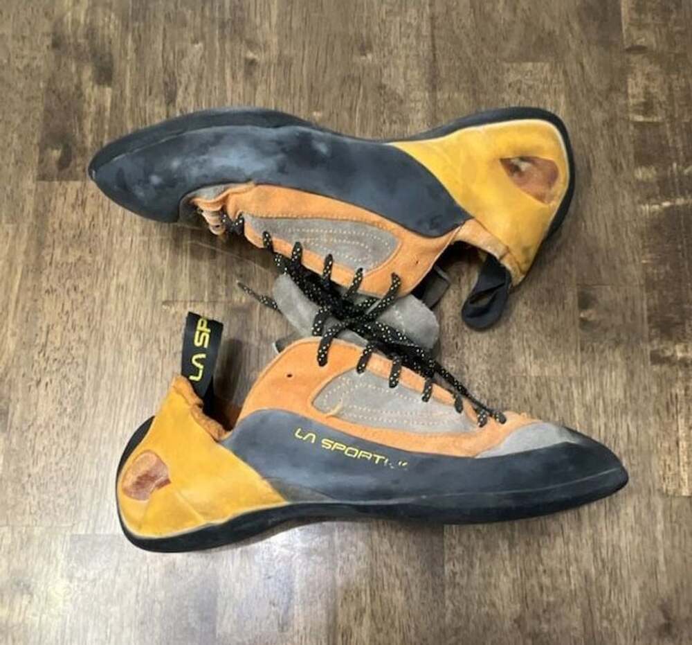 La Sportiva Finale Climbing Shoes Orange Black Suede Vibram Sole Mens 12